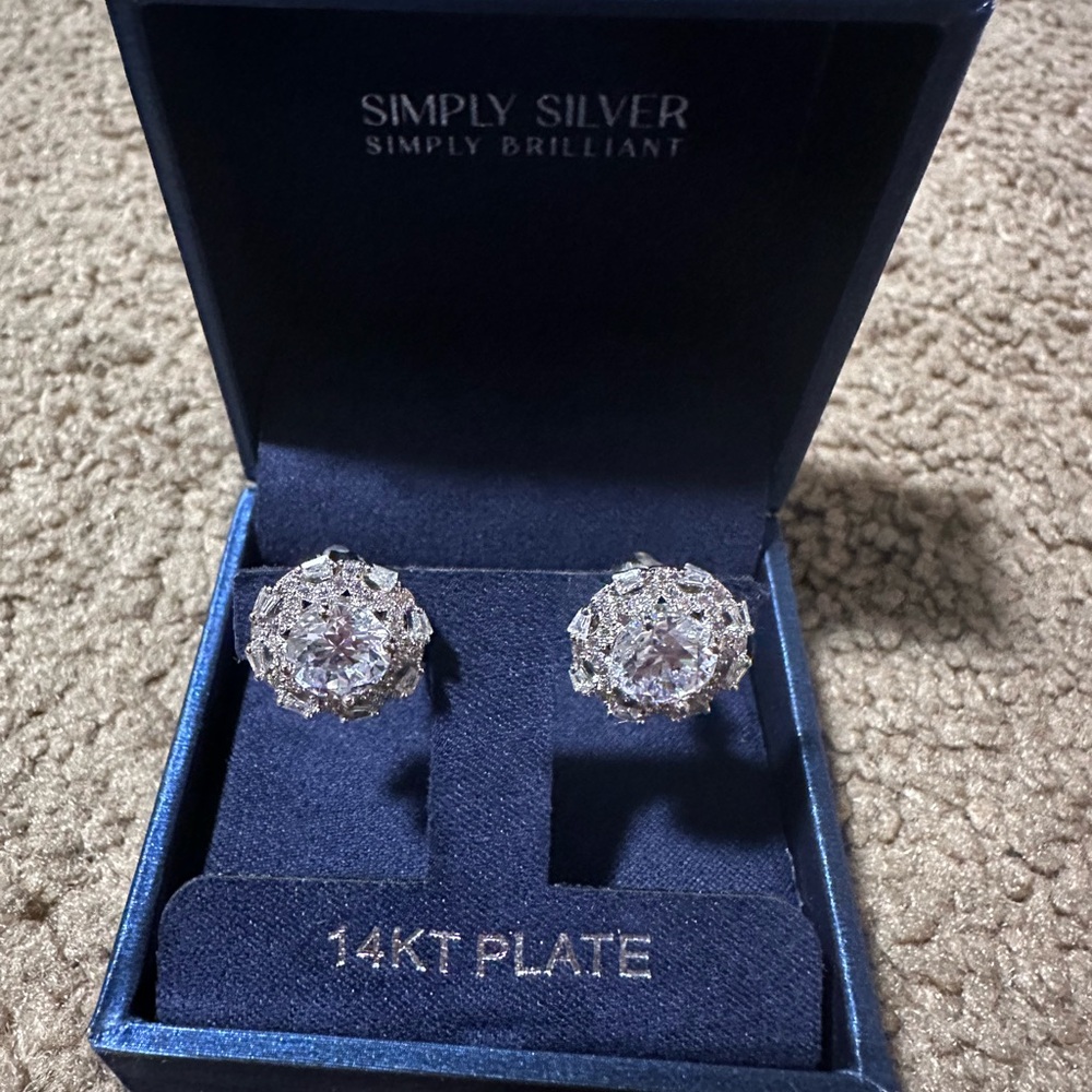 Simply Silver Sparkling Stud Earrings